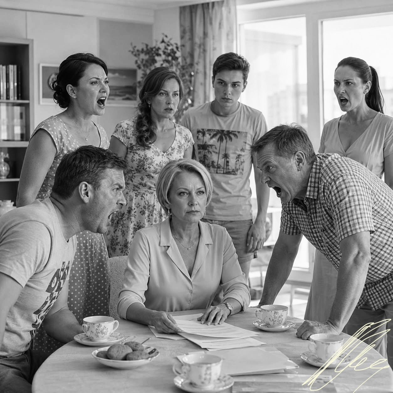 Родня мужа собралась, чтобы решить, как нам жить. Я не спорила — просто показала один документ