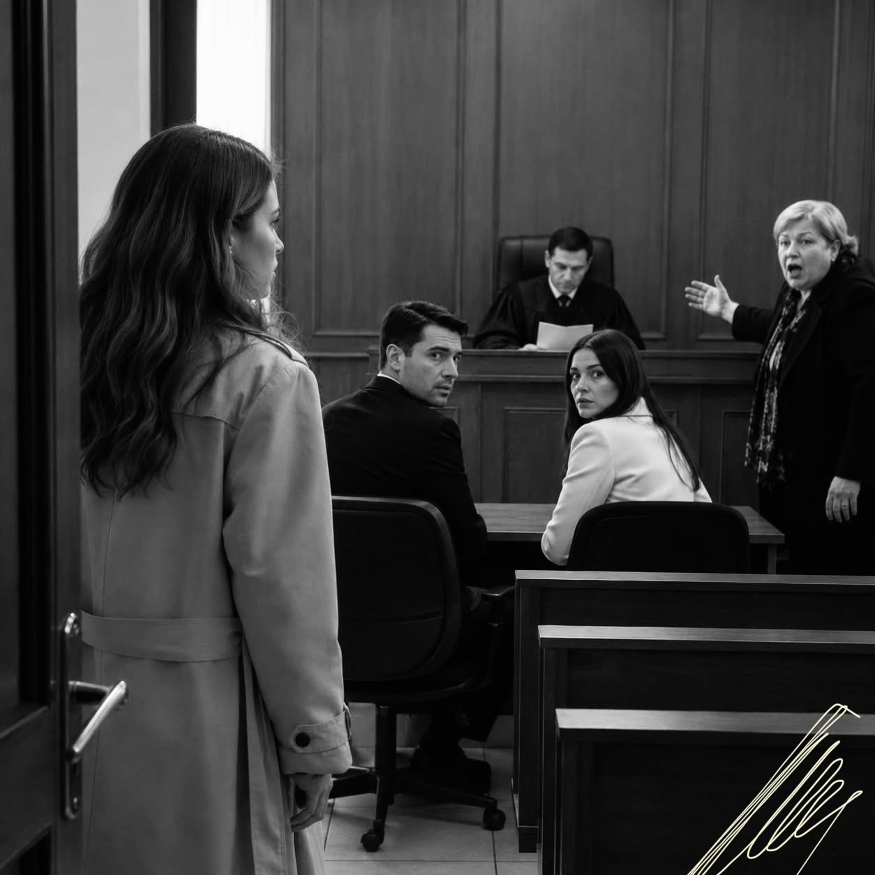 Опоздав в суд по разводу, увидела мужа с любовницей… Судья готов был огласить решение,